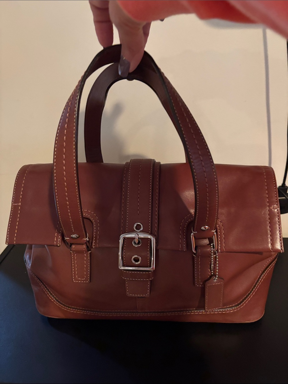 Coach Brown Leather Buckle Satchel